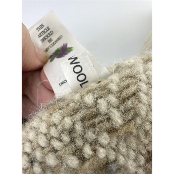 Branigan Weavers Wool Sweater Cape Poncho Beige Collar Full Zip Fringe One Size - Picture 12 of 12